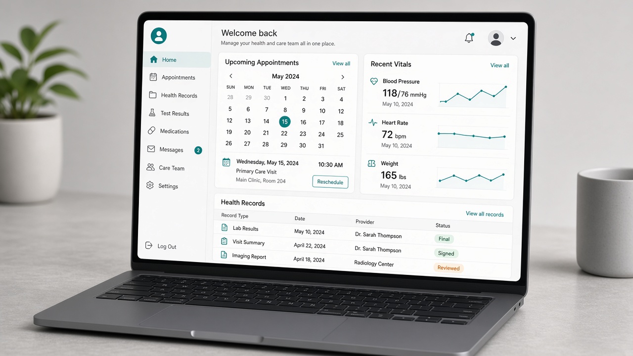 Healthcare patient portal web application