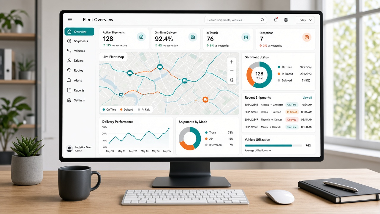 Business dashboard web application built for a logistics company